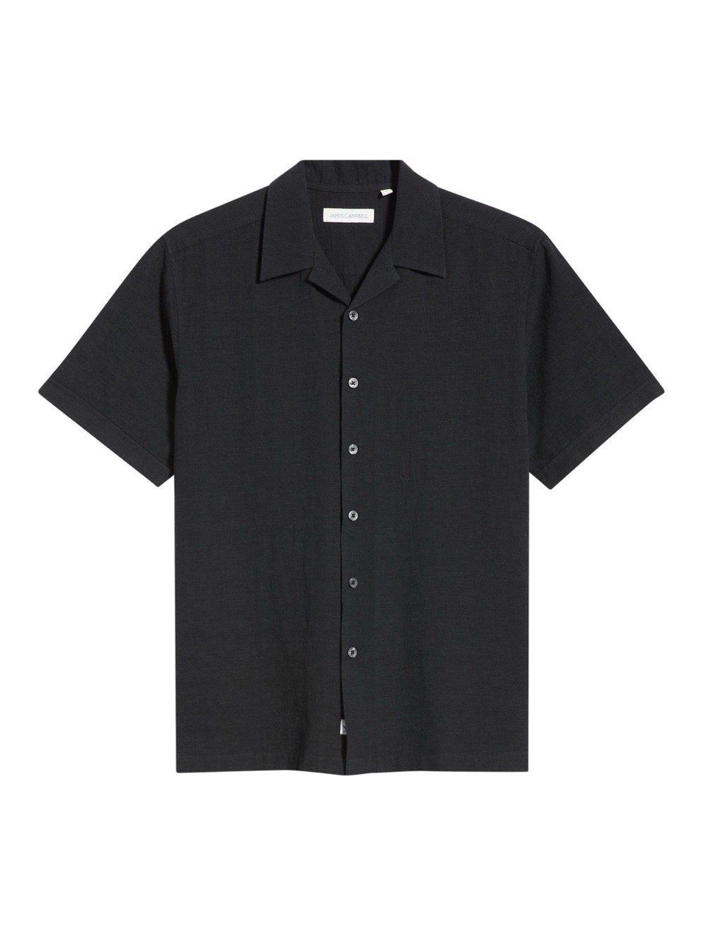 James Campbell Black Short-Sleeve Camp Collar Button-Down Shirt